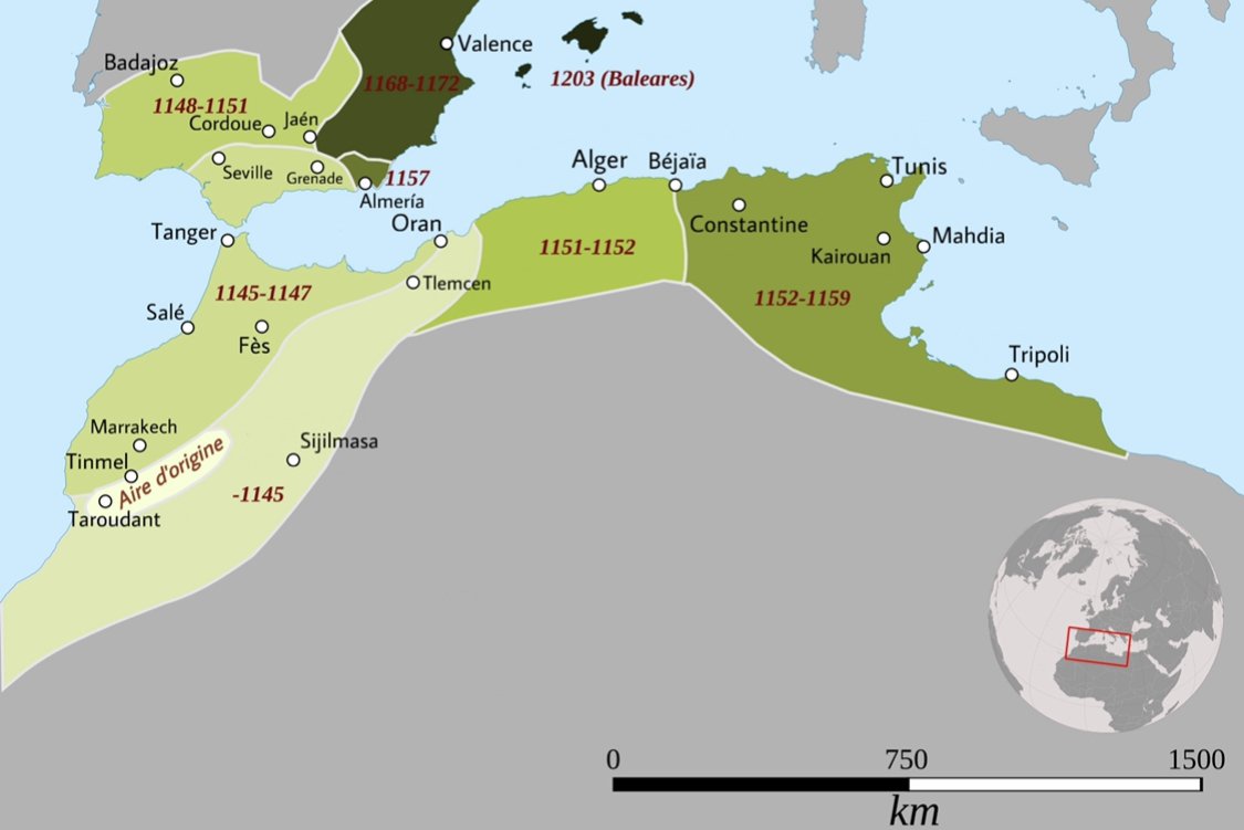 Carte détaillée de l’empire almohade