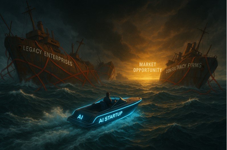 پارادوکس شکست و فرصت: چرا ناتوانی شرکت‌های بزرگ در هوش مصنوعی، بهترین خبر برای استارتاپ‌هاست؟