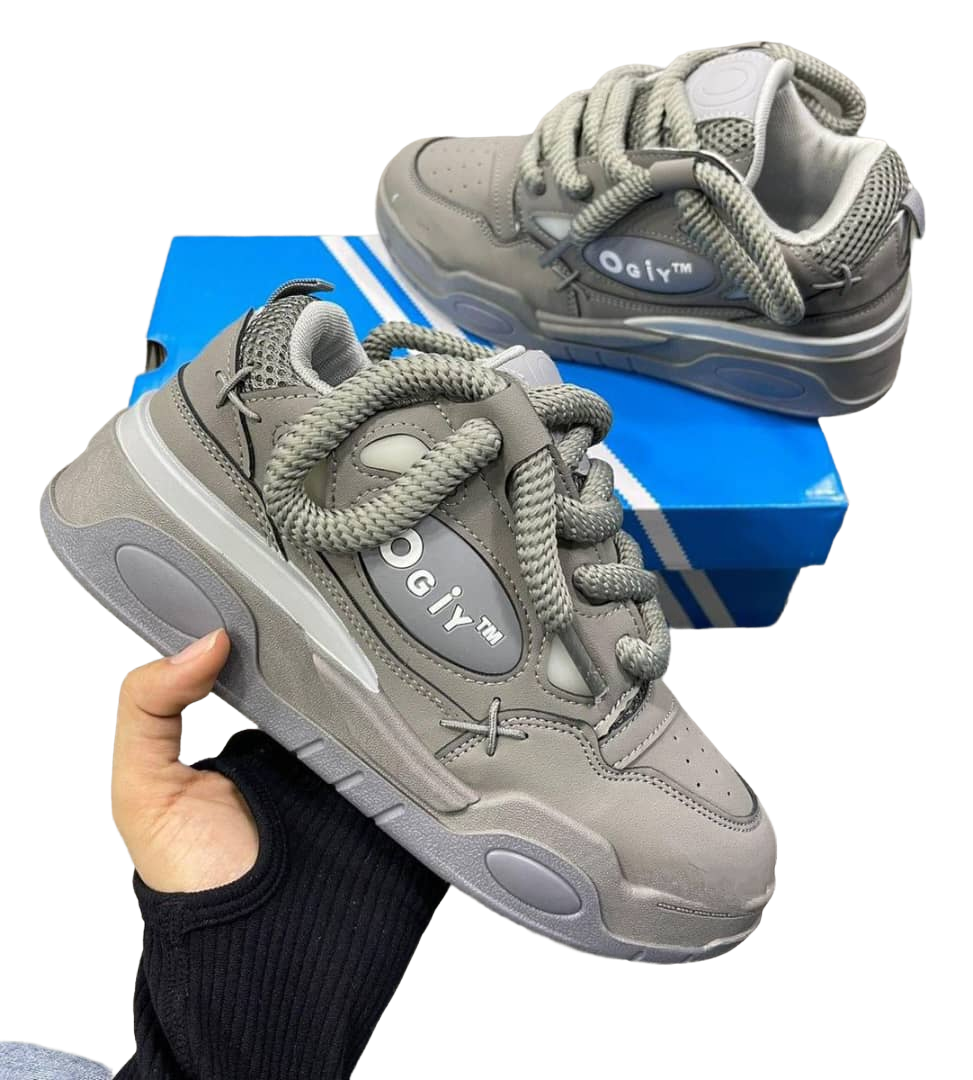 Modern Unisex High-top Cushioned Sneakers in Grey
