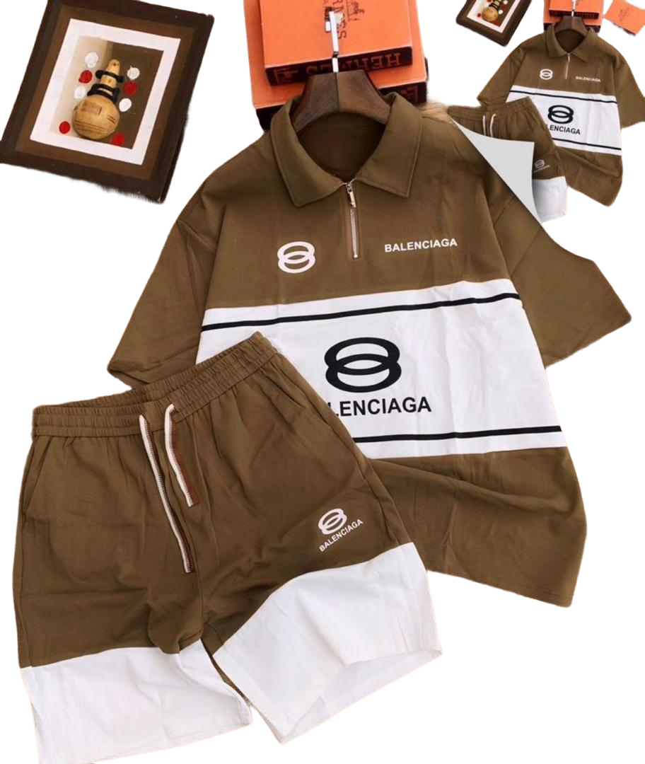 Designer-Inspired Casual Polo Shirt and Shorts Set for Men