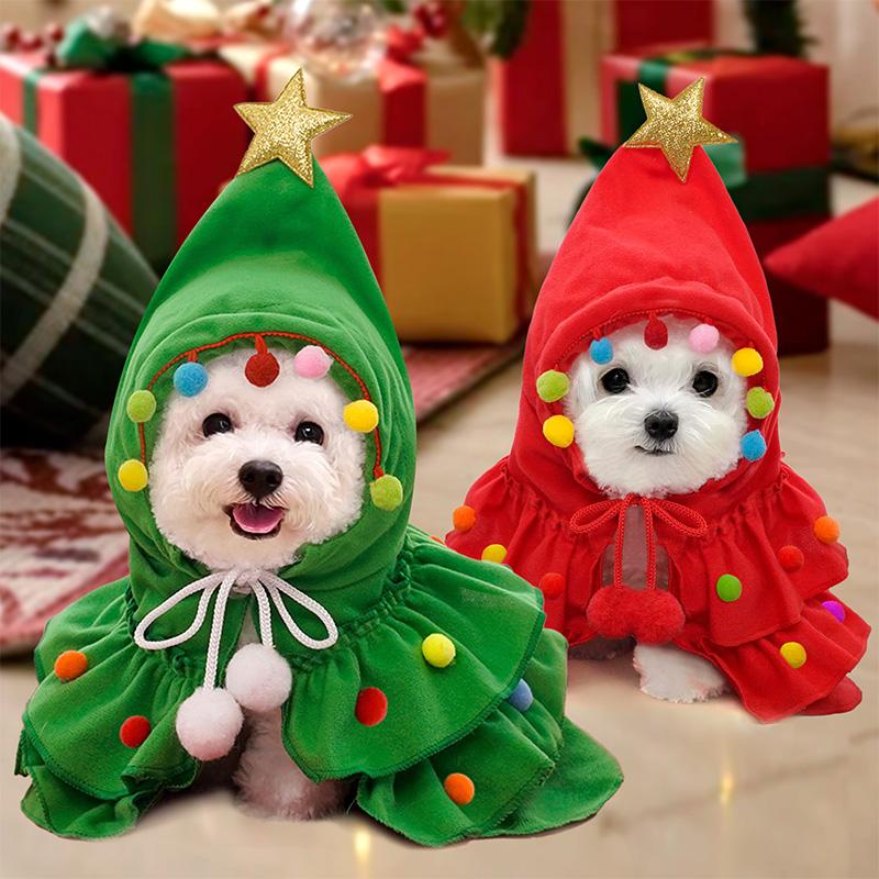 Christmas Tree Dog Cape | Festive Holiday Pet Costume