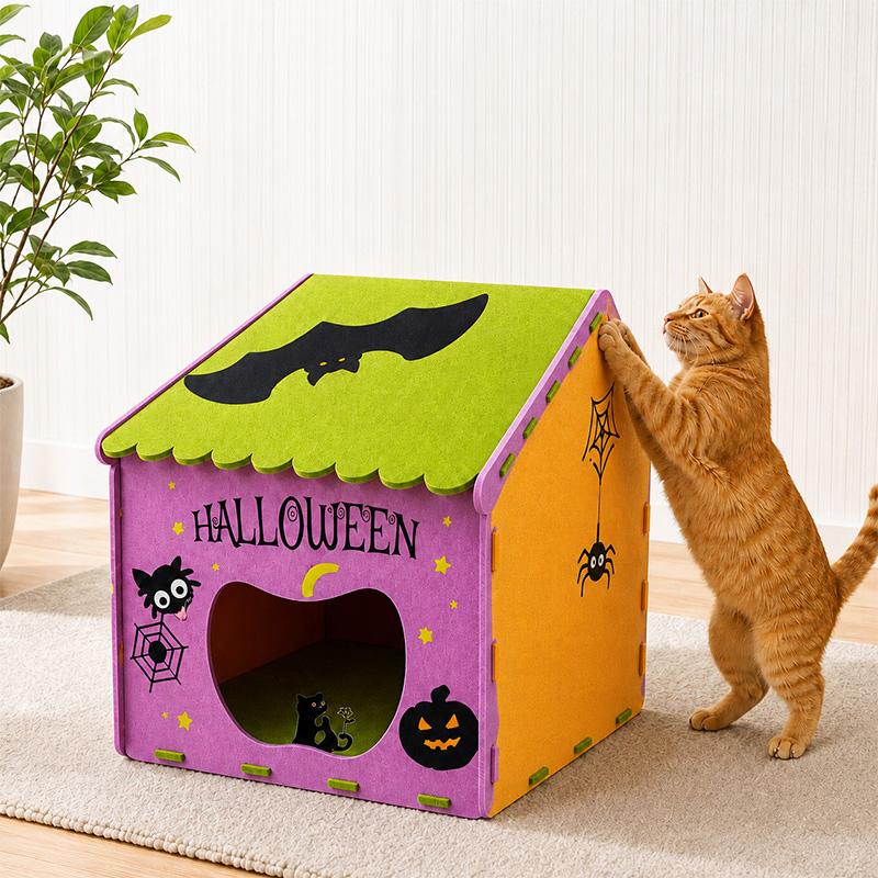 Halloween Felt Cat House | Cozy Indoor Cat Tent