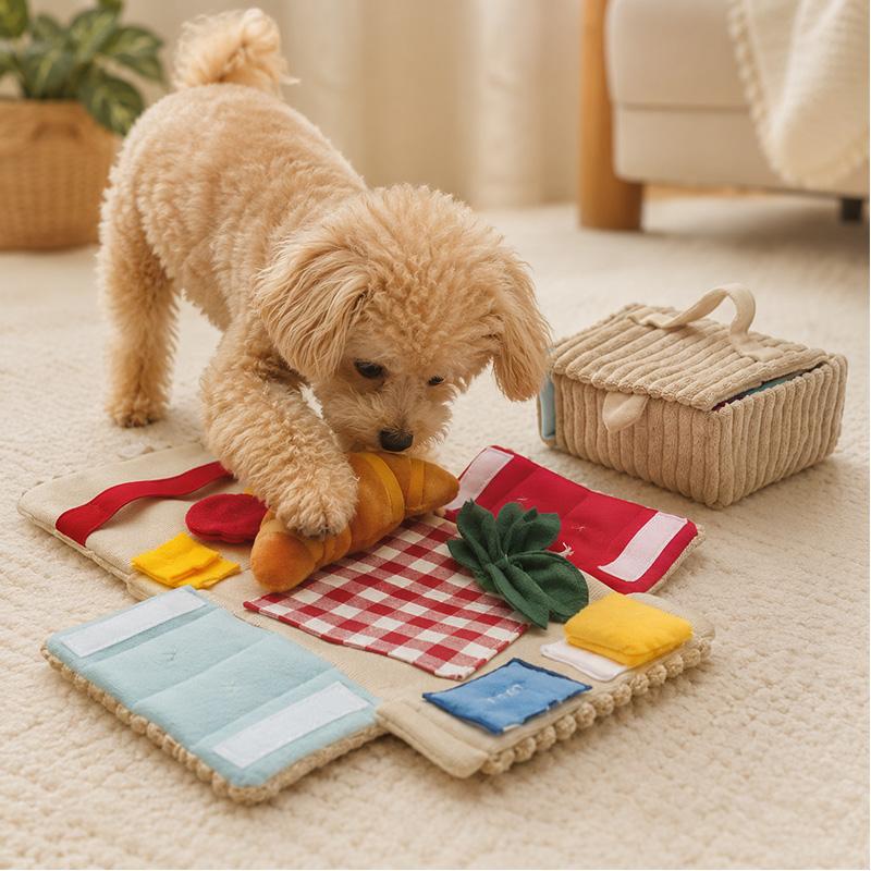 Picnic Dog Toy Set | Interactive Plush Squeaky Puzzle Toy