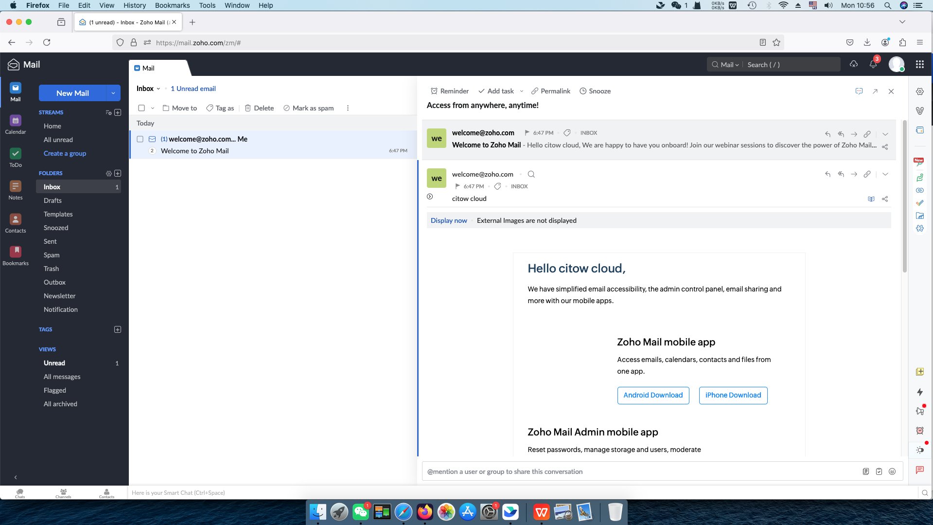 zoho企业邮箱设置成功后收到的邮件