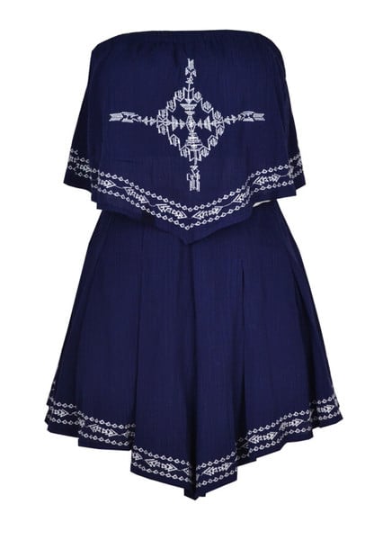 Blue Embroidery Bandana Bandeau Set