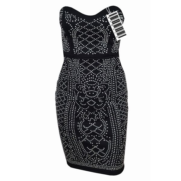 Black Strapless With Silver Stud Detail Dress