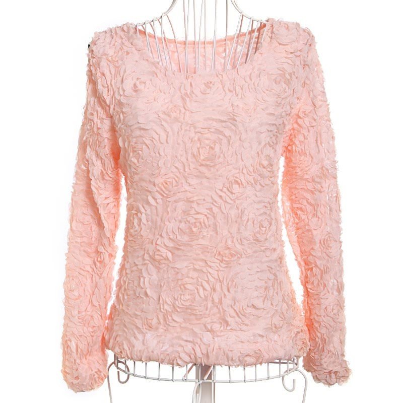 3D Rose Flowers Mesh Lace Jumper