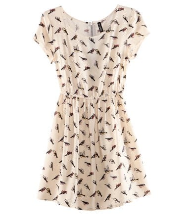 Bird printed short sleeve dress