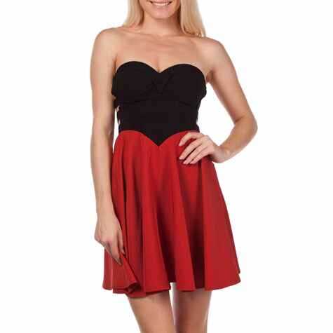 Black And Red Strapless Side Cut Out