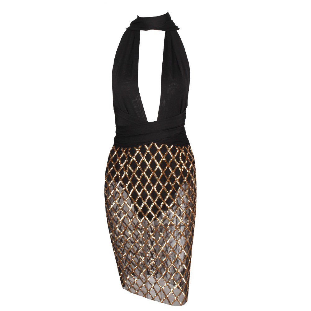 Black Gold Criss Cross Sequined Changeable Straps