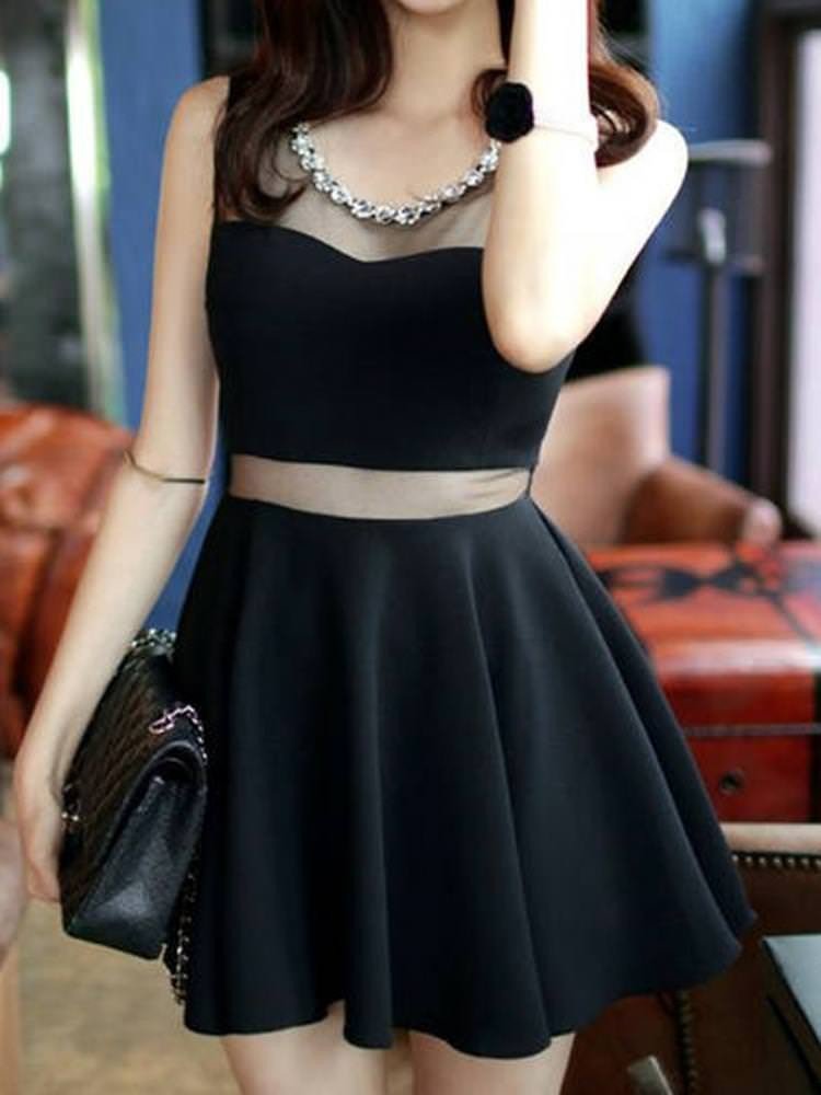 Dress With Rhinestone Neckline