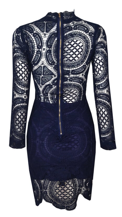 Flower Lace High Necked Dress
