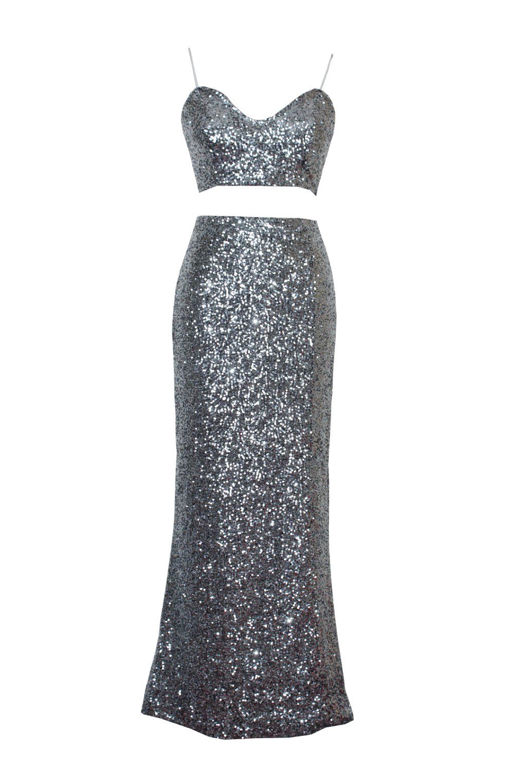 Sequin Straps Bra two Piece Party Dress
