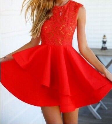 Red Lace Waist Tutu Dress