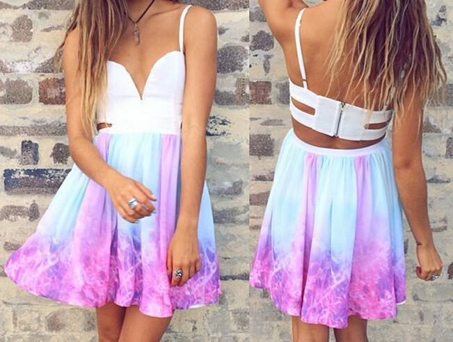 Galaxy cut out abstract print dress