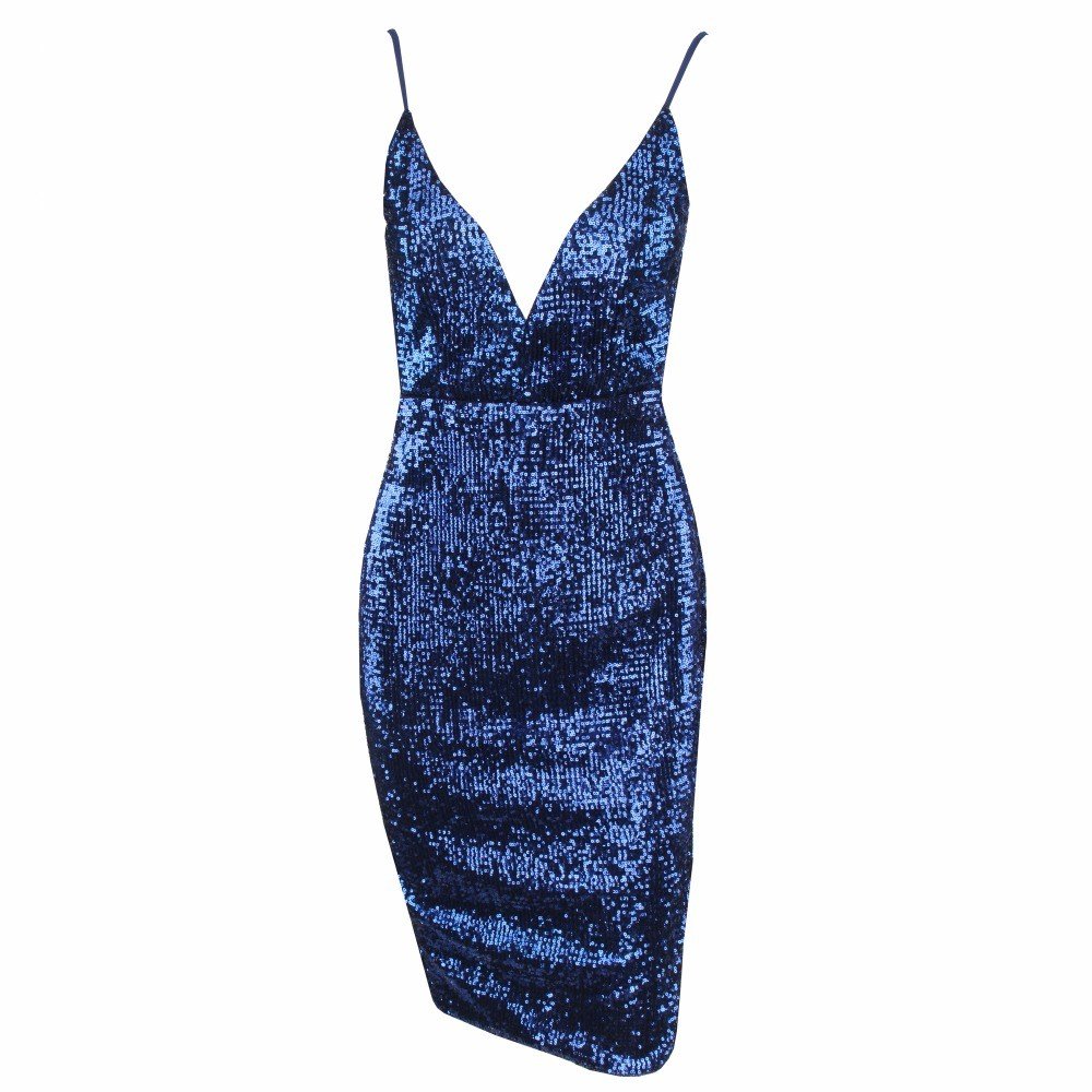 Navy Bodycon Sequins Dress