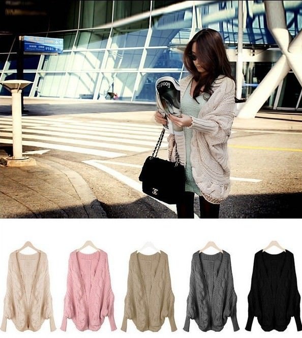 Beige Oversize Coats Loose Wraps Cardigans Sweater