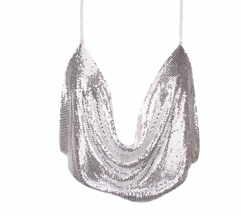 Silver Cowl Neck Metal Shirt