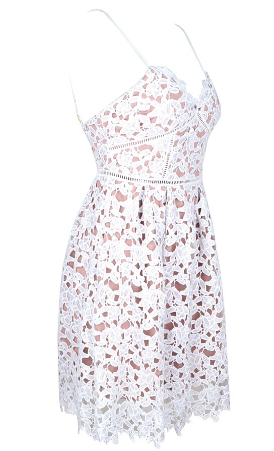 White Lace dress with nude underlining