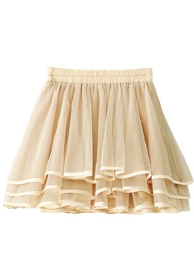 Mesh Overlays Layers Tiered Stretch Waistband Skirt