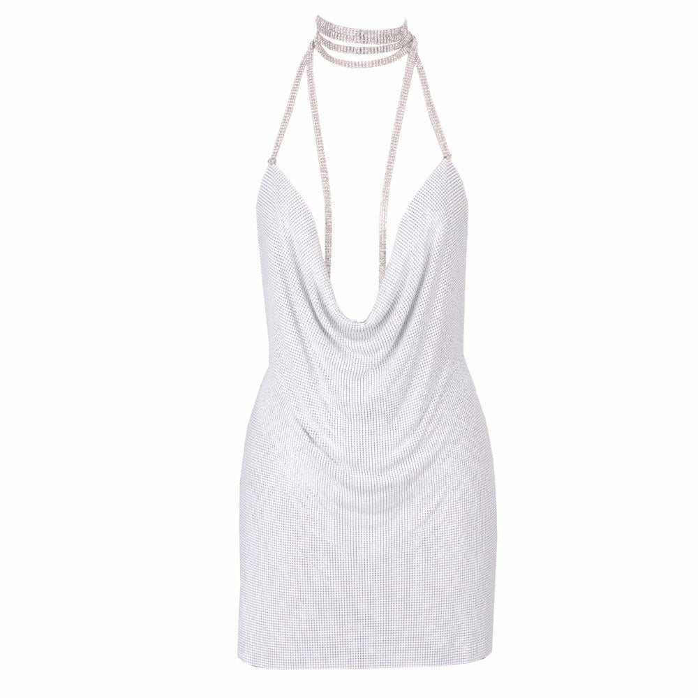 White Glittery Shine Mini Dress