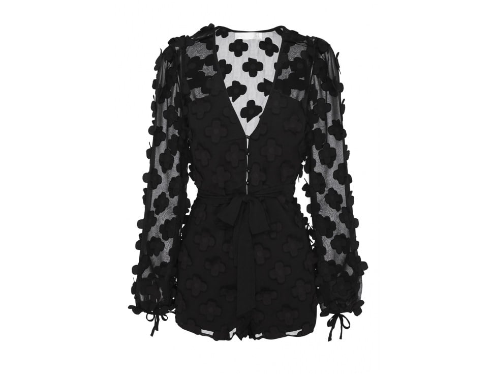 Black 3D Flowers Playsuit