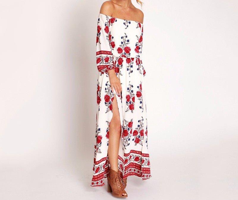 Bohemian Maxi Off Shoulder Dress