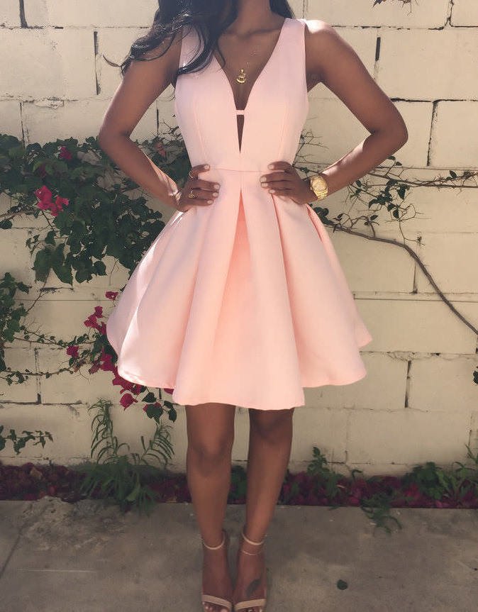 Pink Sleeveless Zipper Pleated Flared Dress