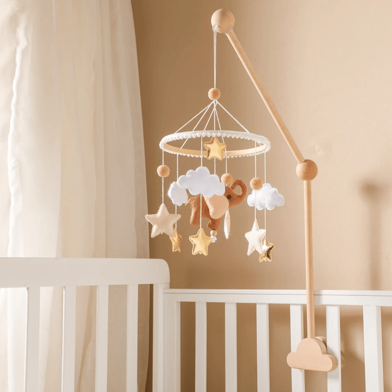 Crib Mobile for Baby Girls Brown Elephant Nursery Mobile