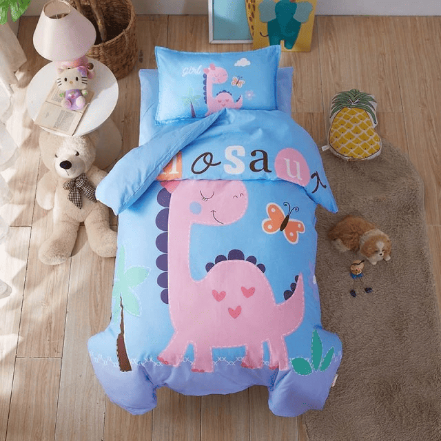 Pink Dinosaur Bedding set 3-Piece Cotton