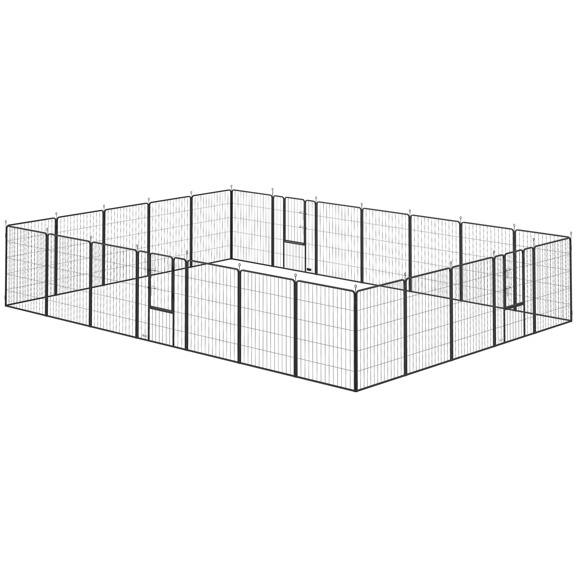 24 Panel Black Dog Enclosure with 39.4-Inch Height