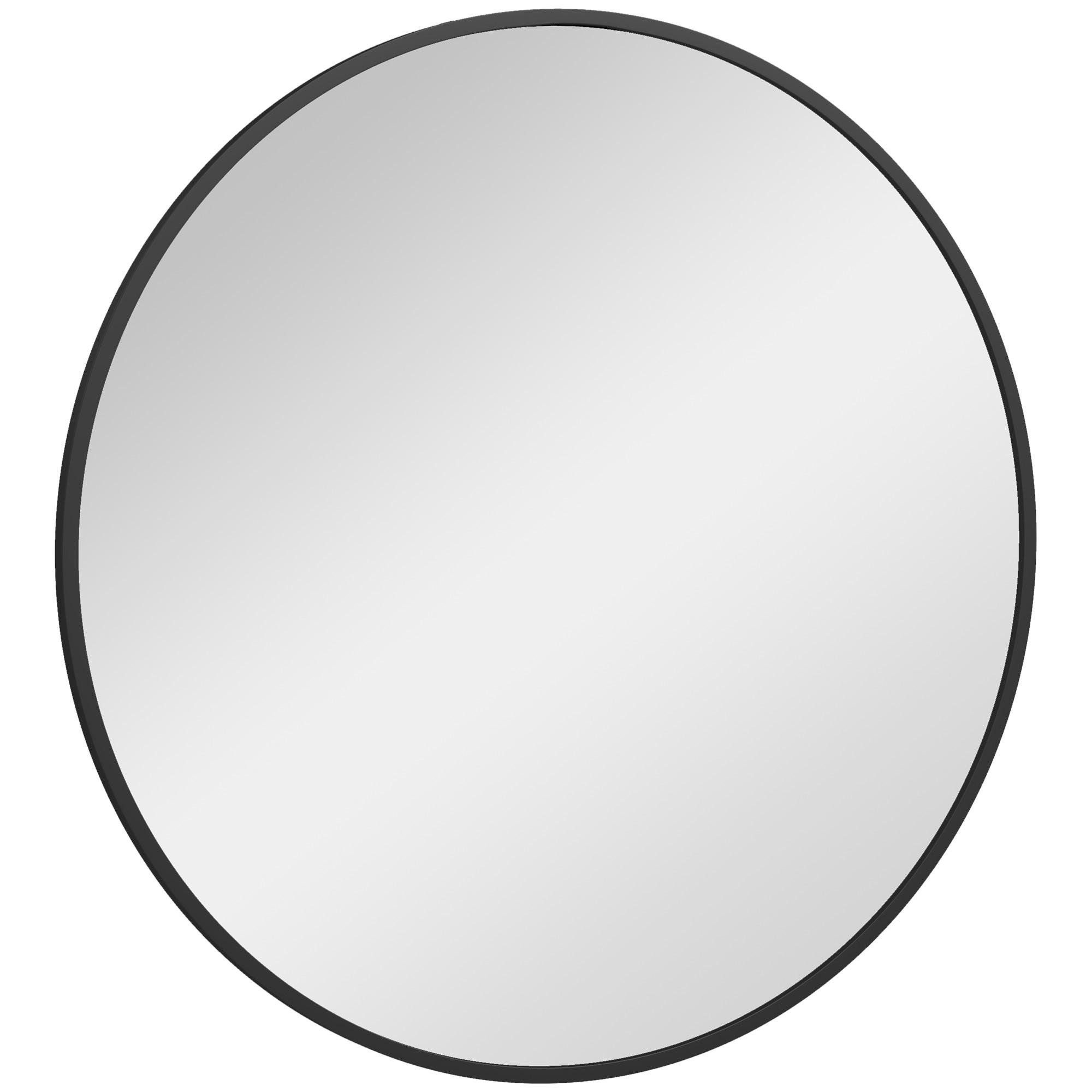 36 inch black round mirror with wall-mount hook