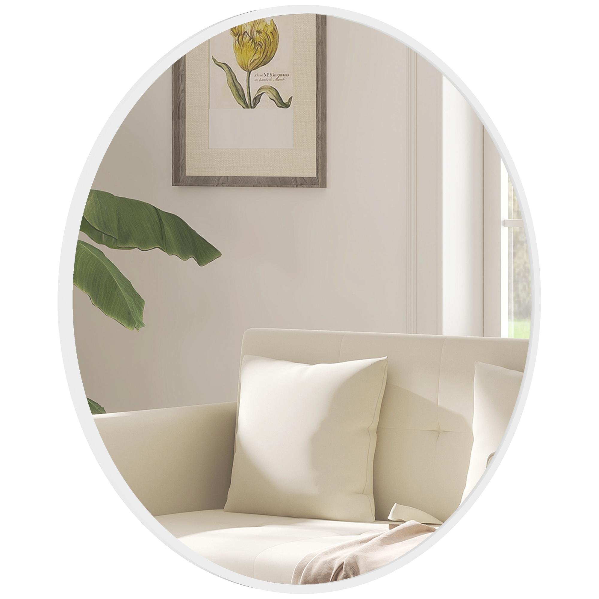 36 inch white round mirror for wall decor