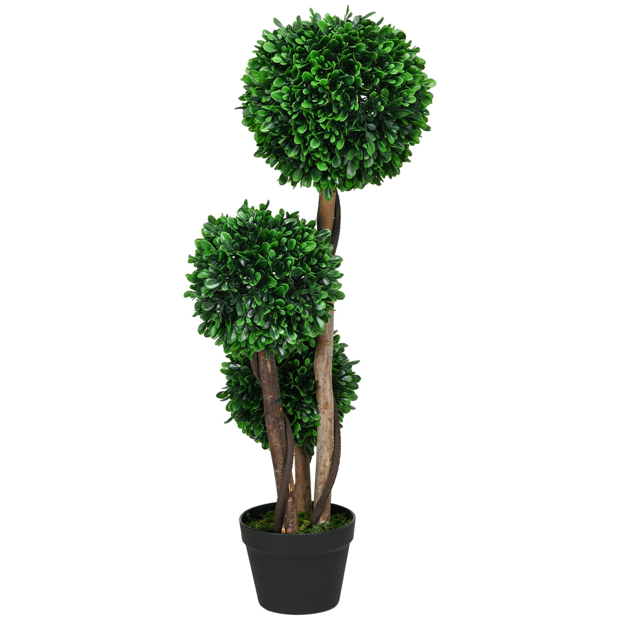 3ft Triple Ball Topiary with Black Pot