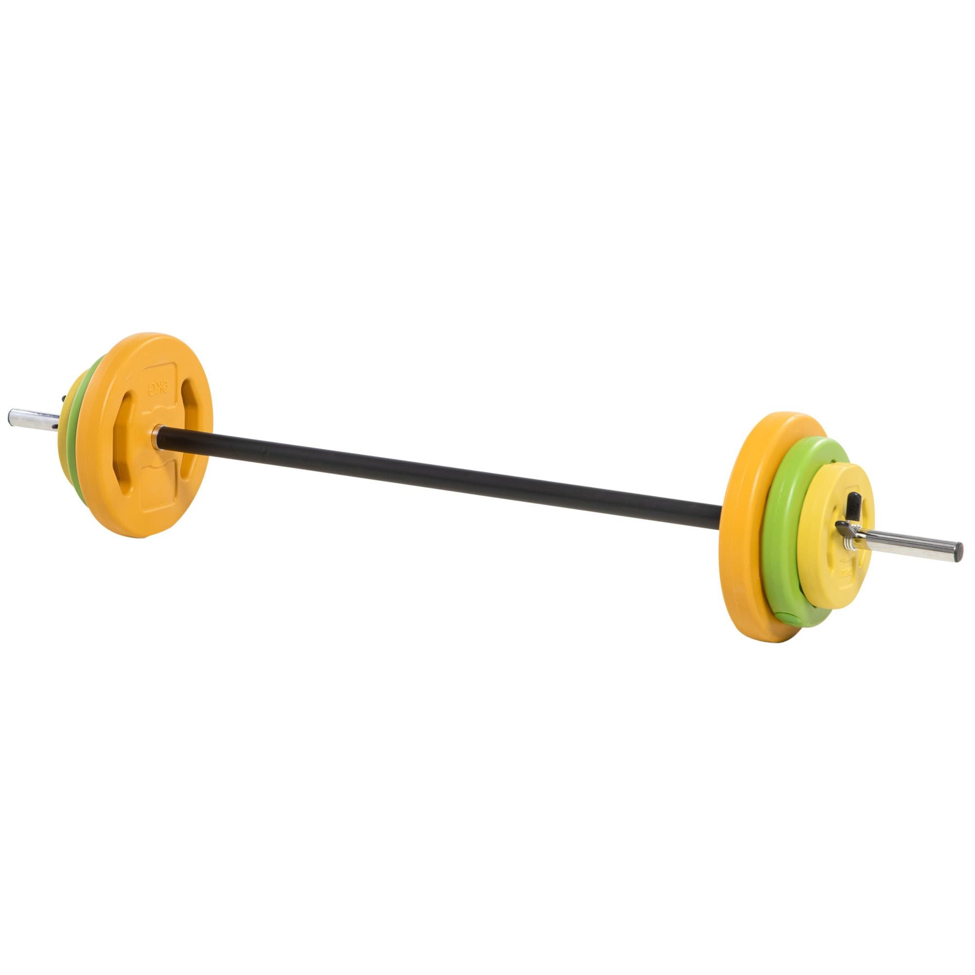44 lbs PU barbell set with adjustable plates
