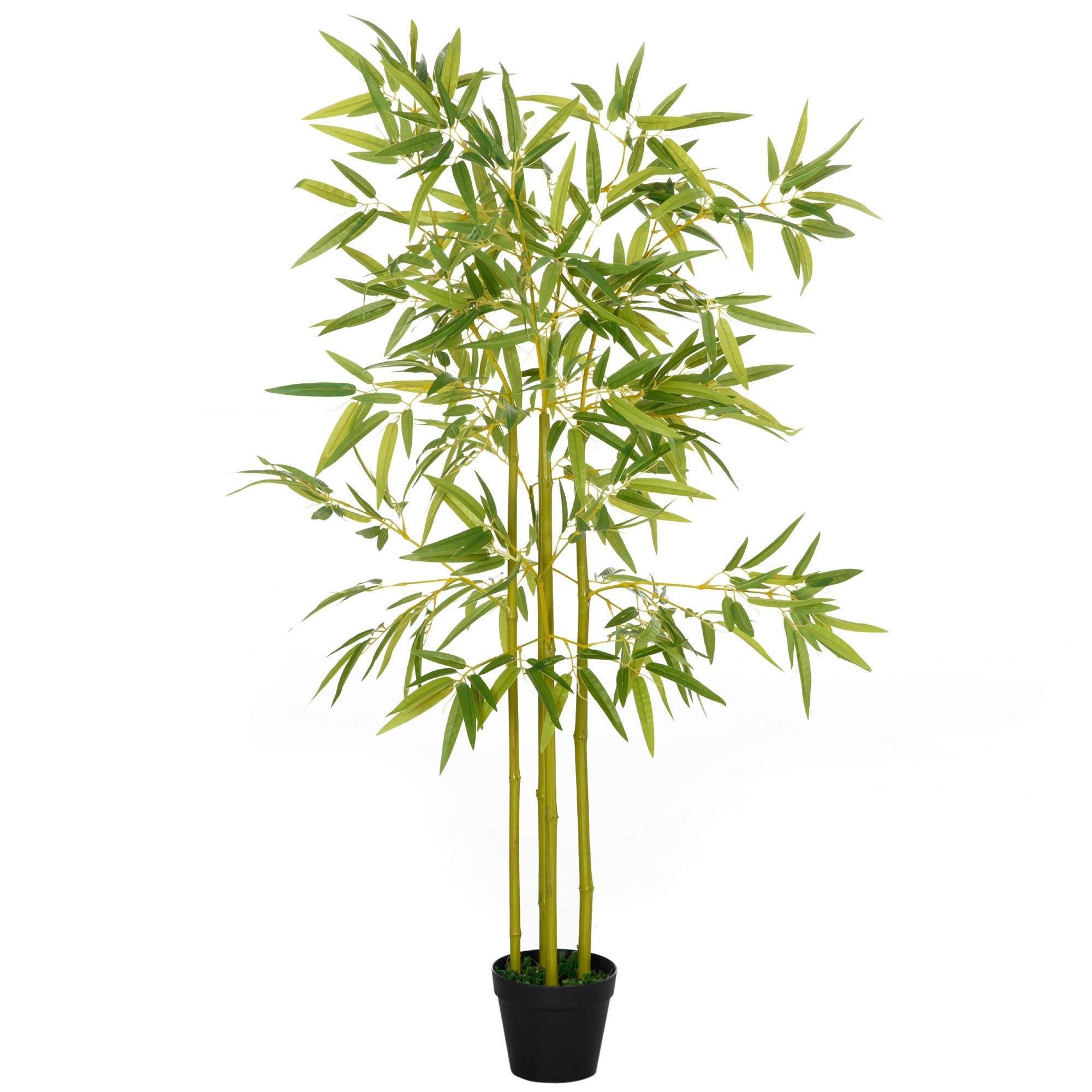4FT Green Artificial Bamboo Plant with Moss Pot