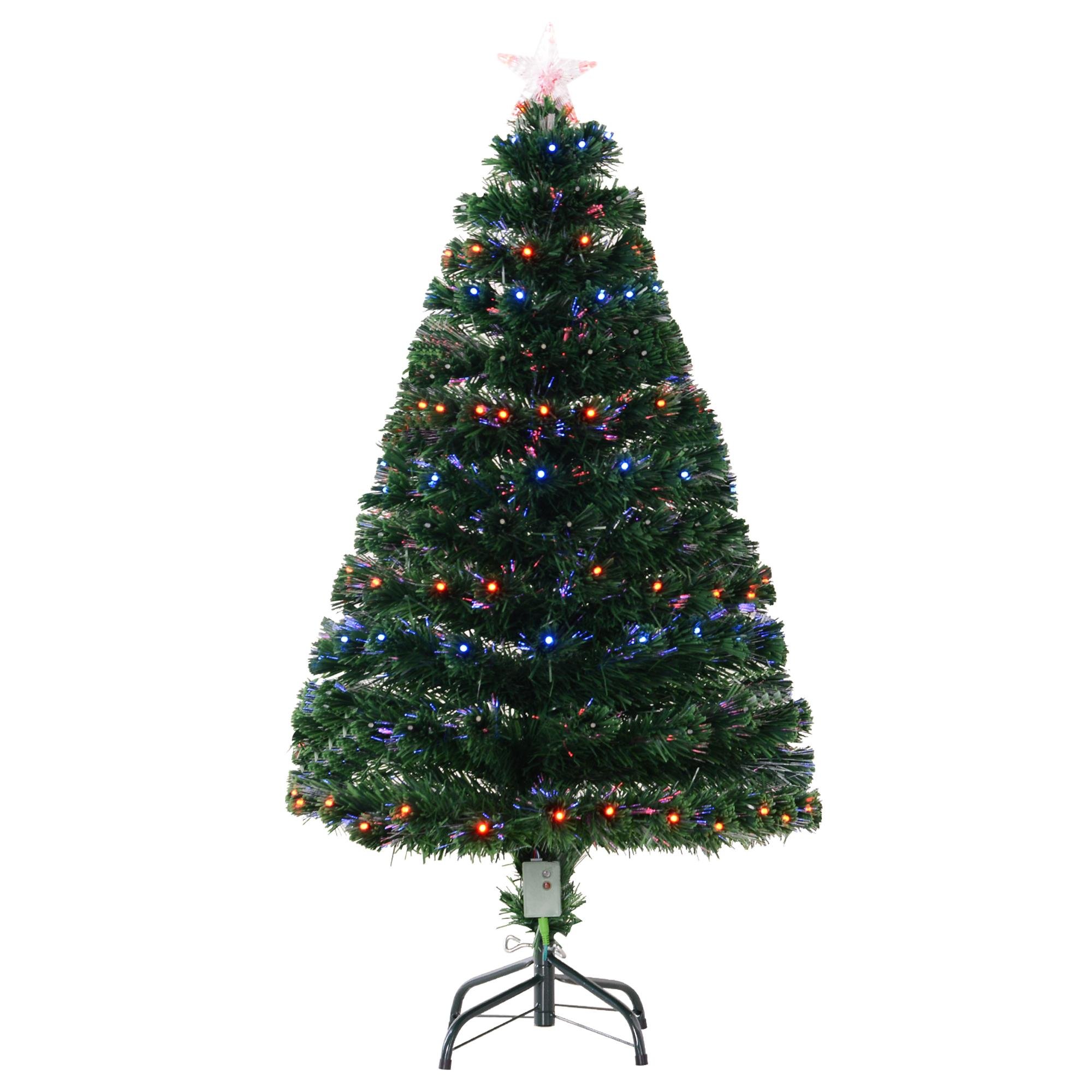 4ft Green Full Tree with Pre-Lit Fibre Optic Display