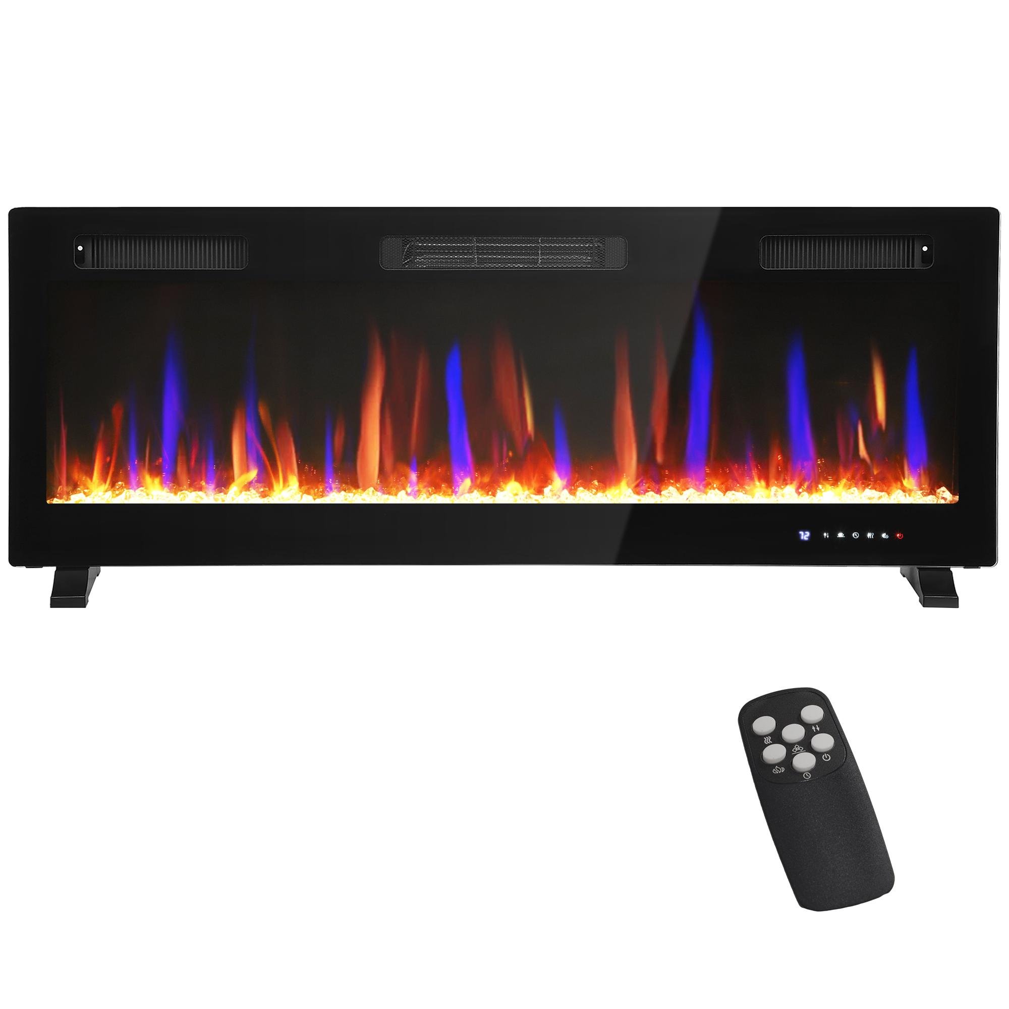 50 Inch Black Electric Fireplace with Slim 3.7-Inch Profile