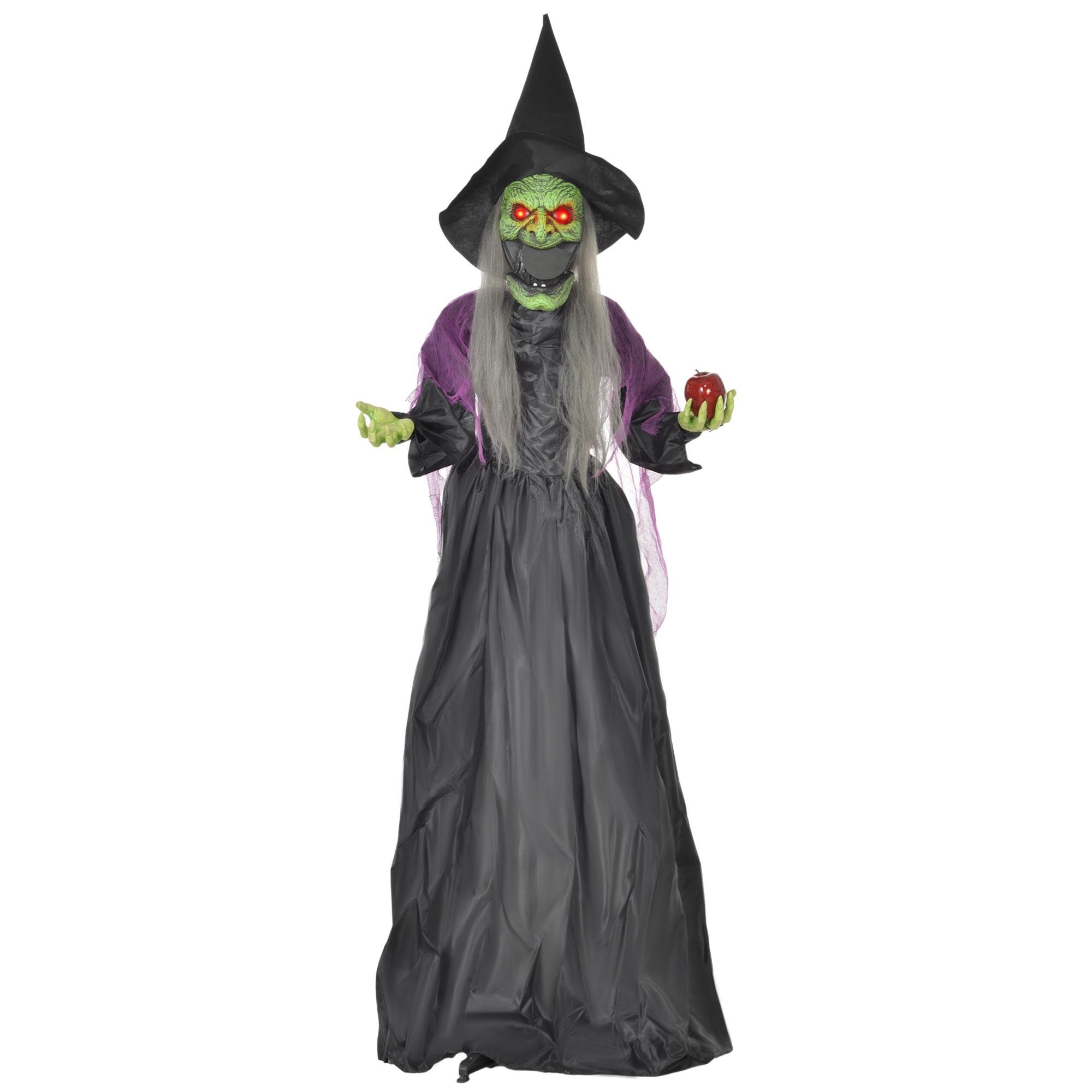 5.9 ft animated witch with red glowing eyes for Halloween