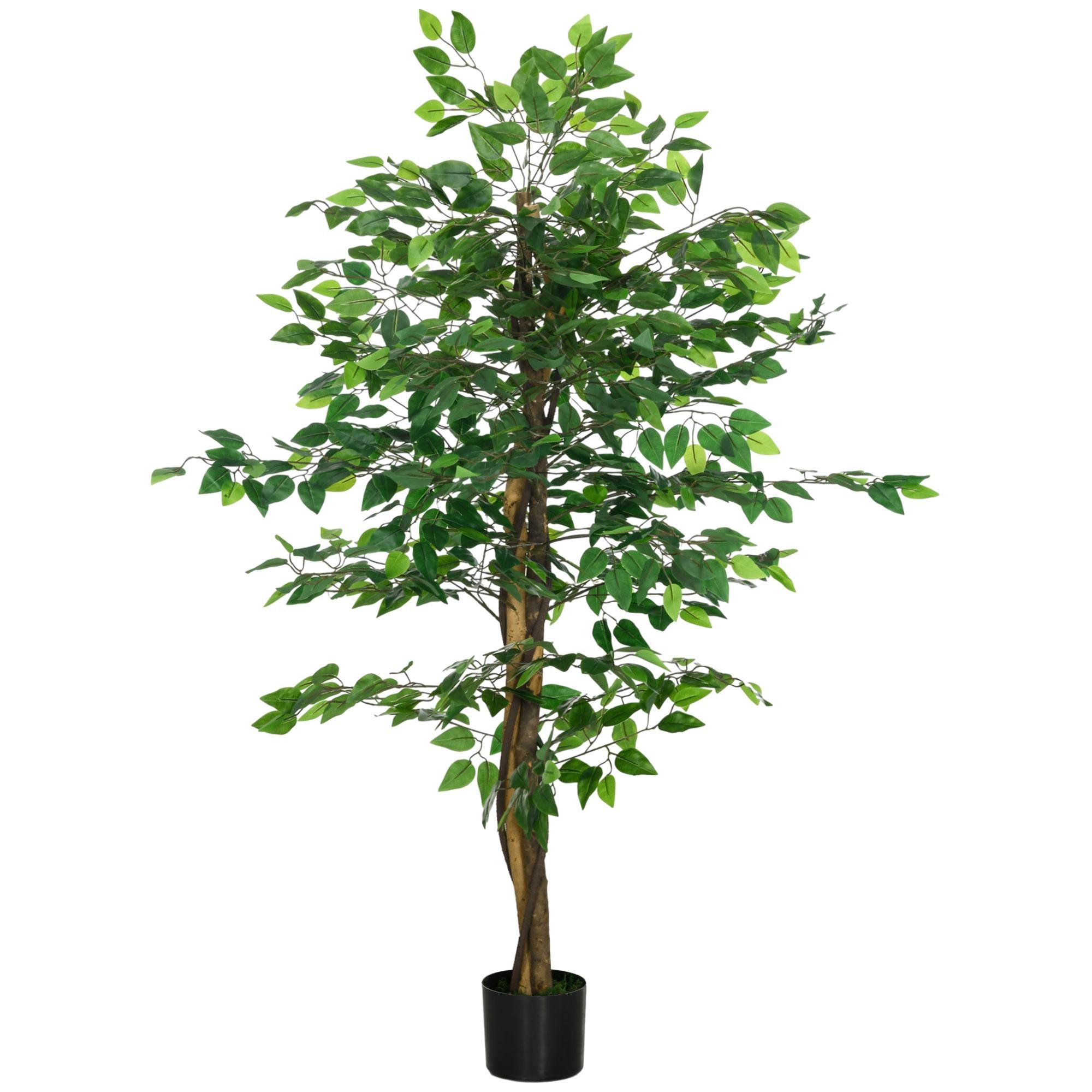 5ft Green PEVA Ficus with Flexible Branches for Home Décor