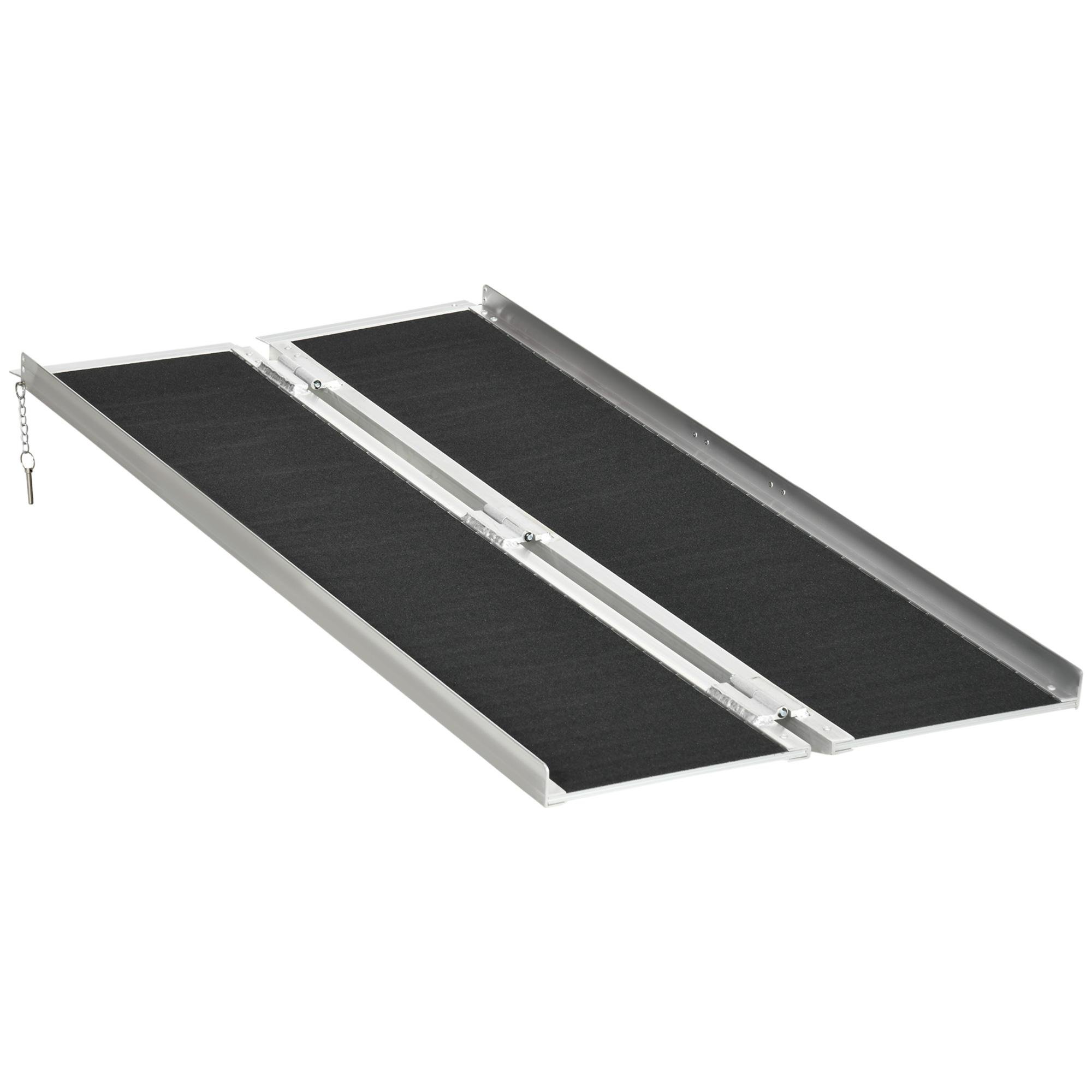5ft silver aluminum wheelchair ramp with 594 lb capacity