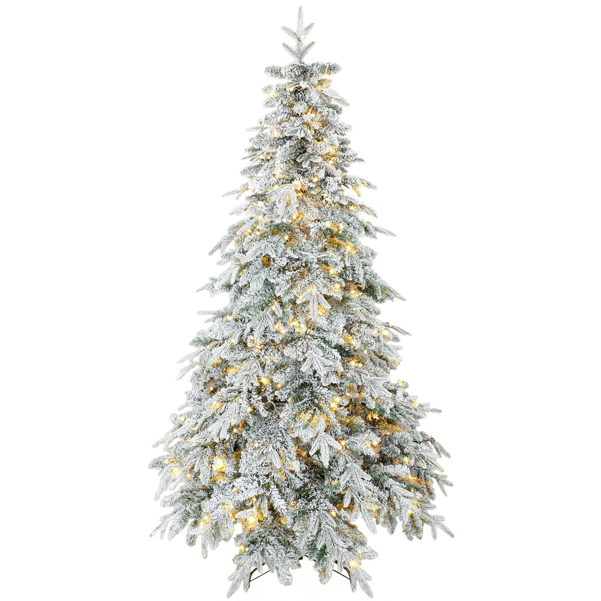 6 ft Flocked Prelit Tree with Remote and 8 Modes