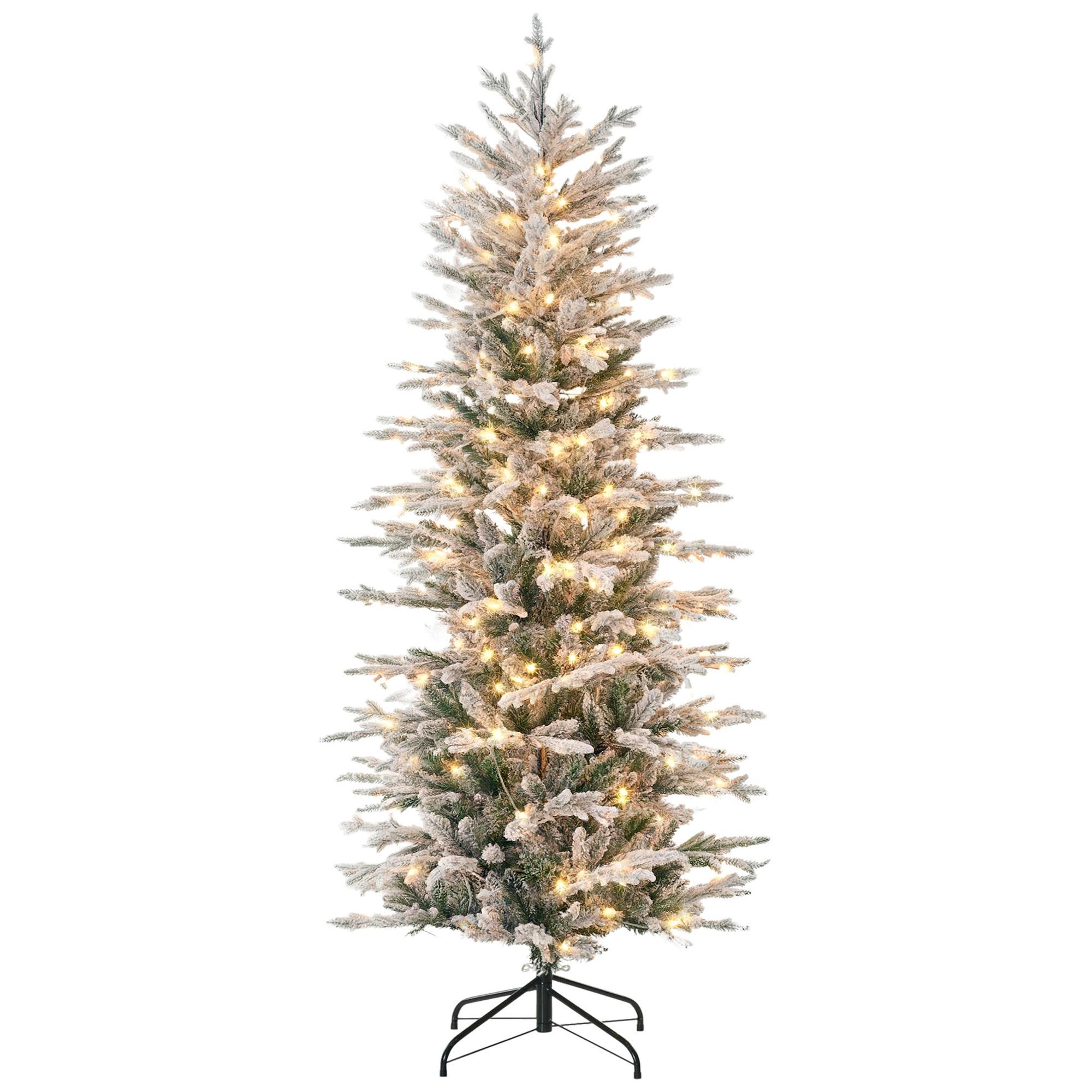 6 Ft Flocked Pre-Lit Tree with 250 Clear Lights