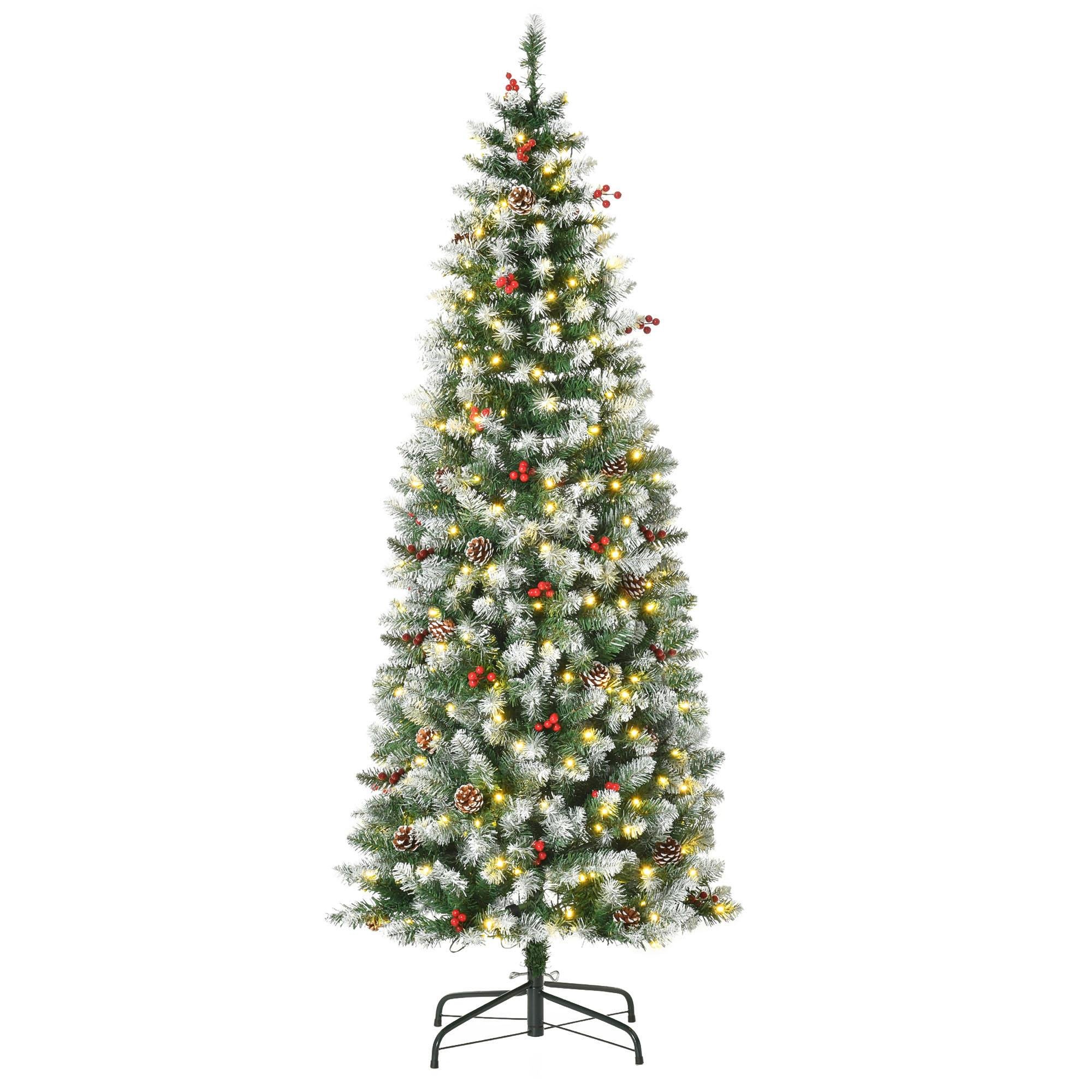 6 Ft Snow-Dipped Pencil Tree with 300 LED Lights