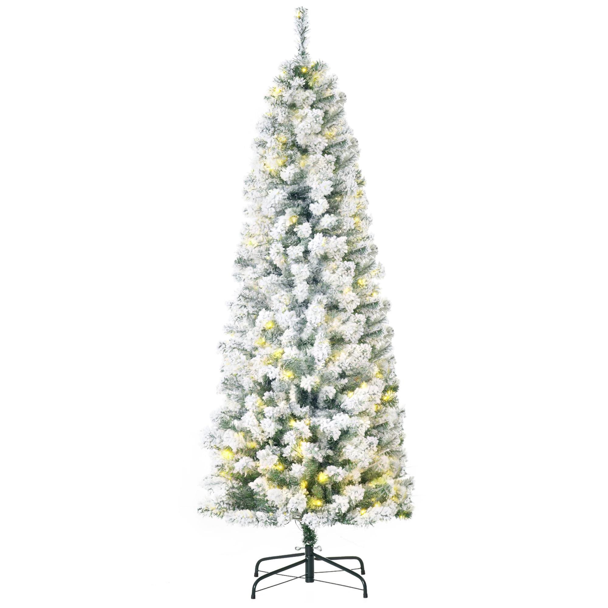 6 ft Snow Flocked Tree with Warm White LED Lights