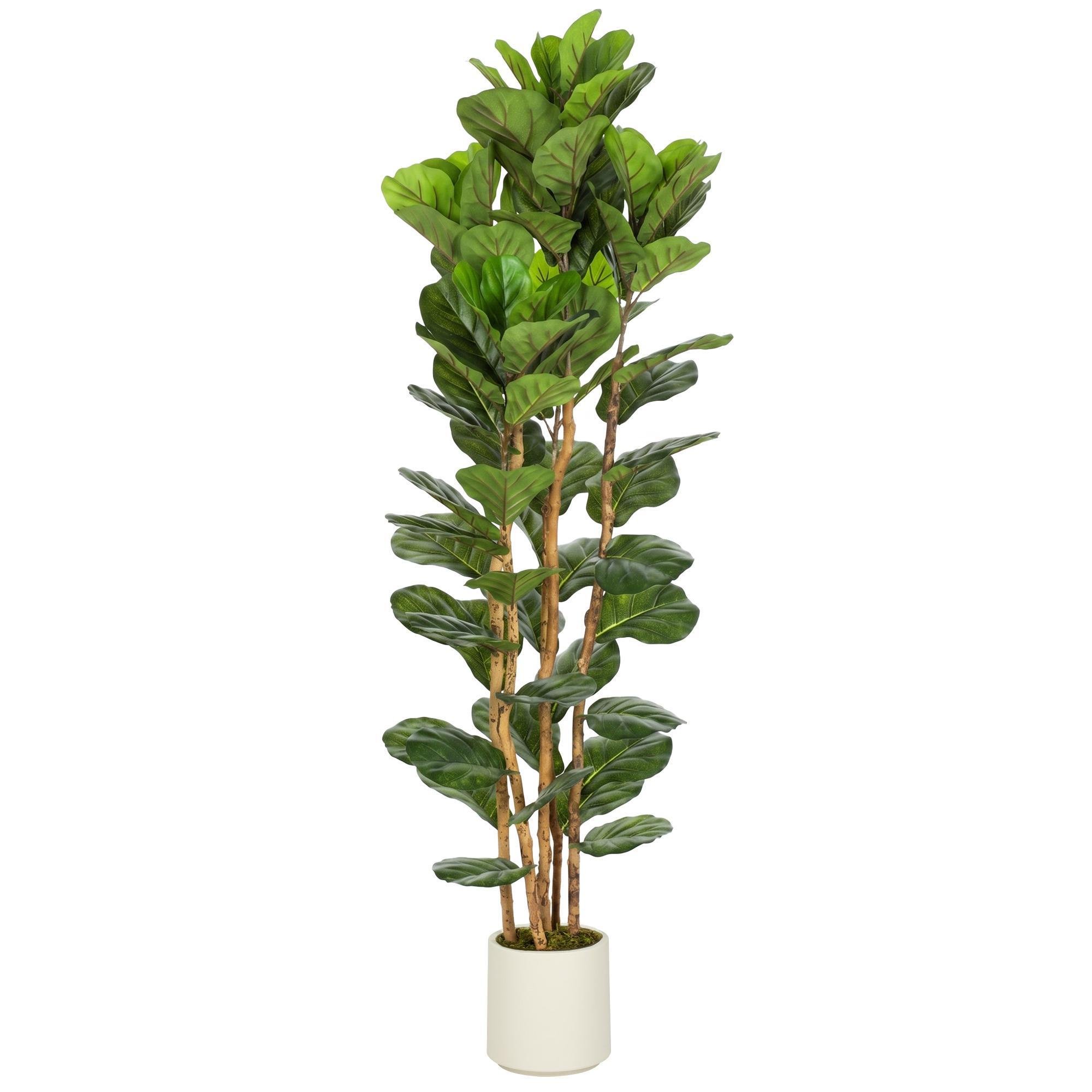 6ft Green Wood Fiddle Leaf Tree with PEVA Leaves
