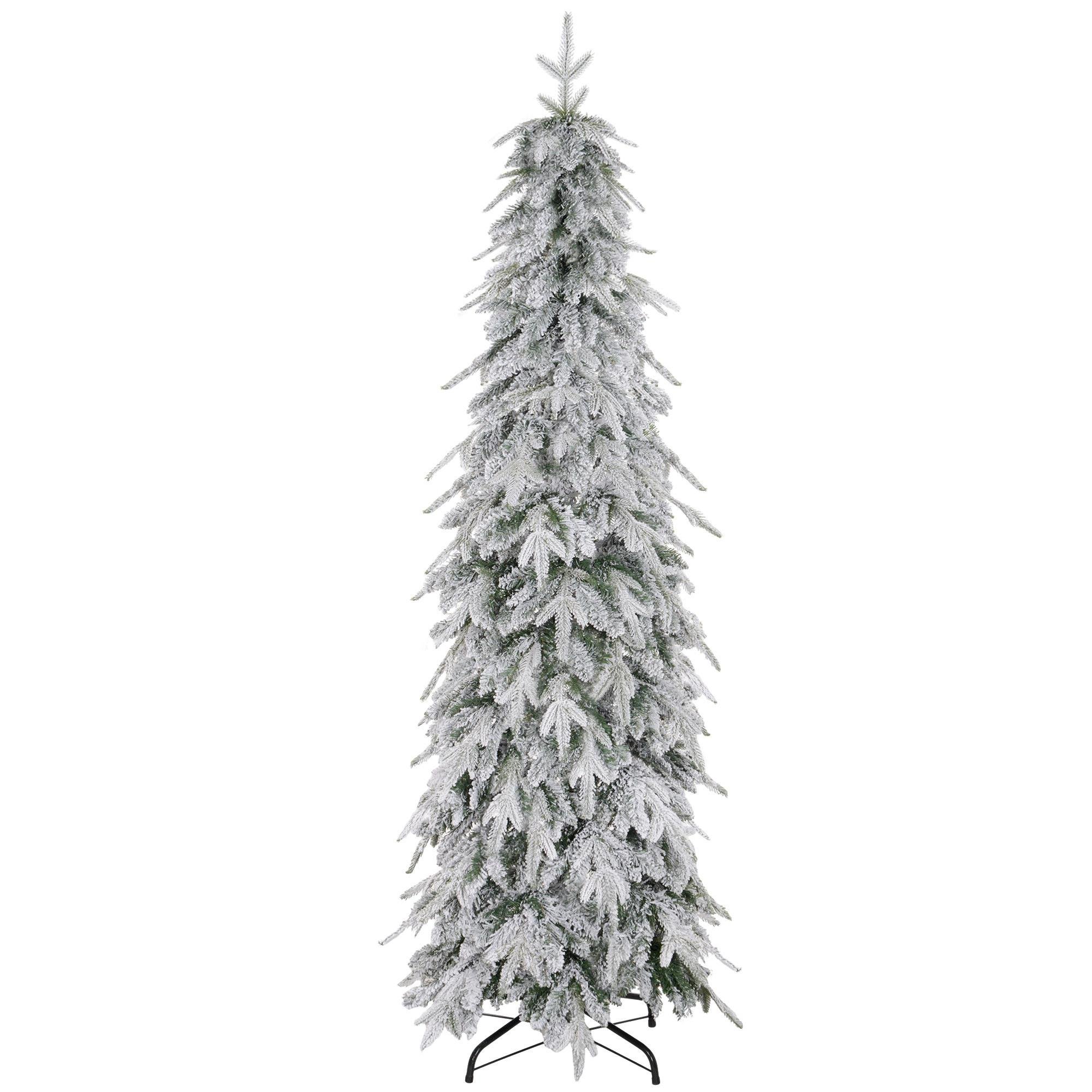 Green Flocked Christmas Tree with 600 Tips and Steel Base