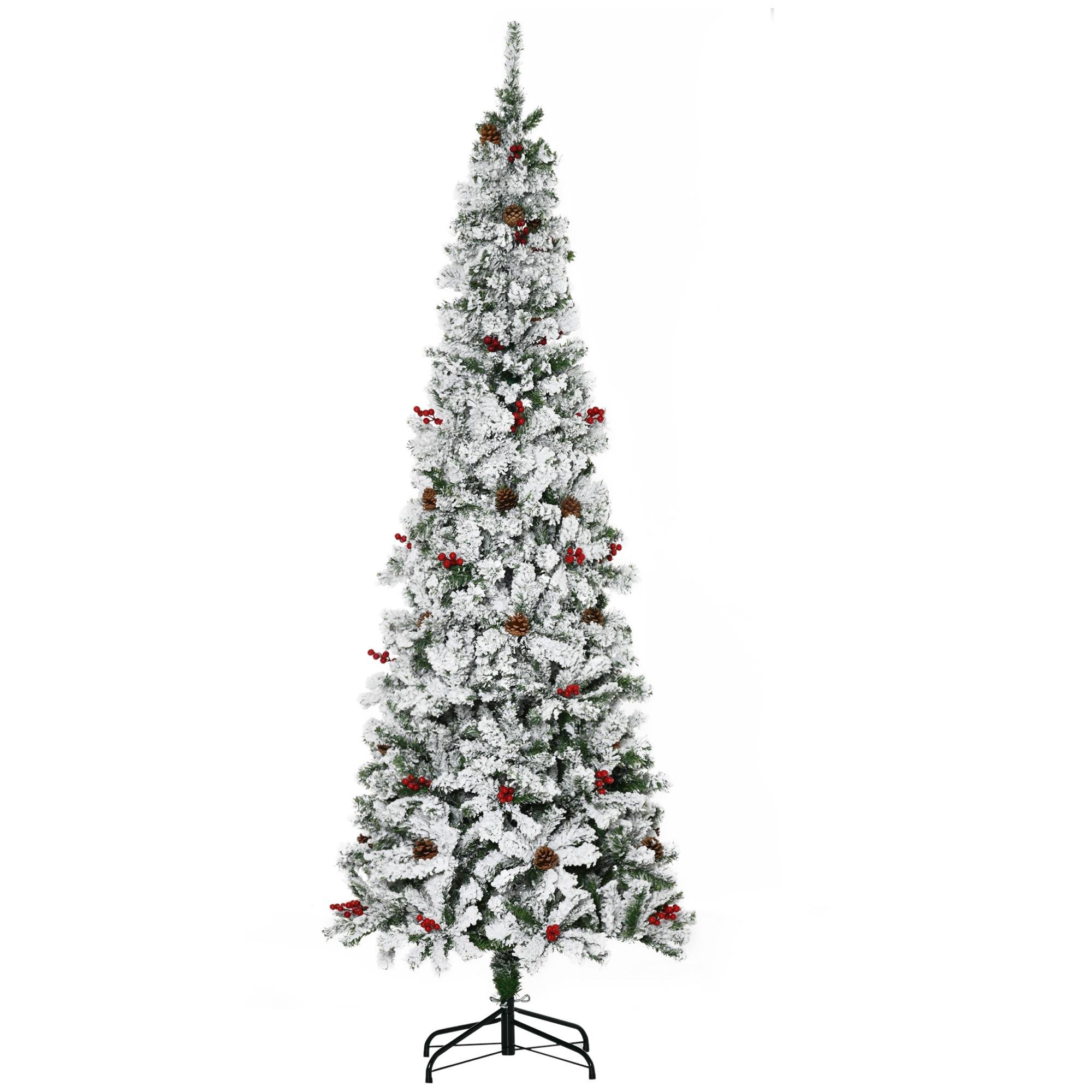 7.5 ft Green Pencil Tree with Pine Cones