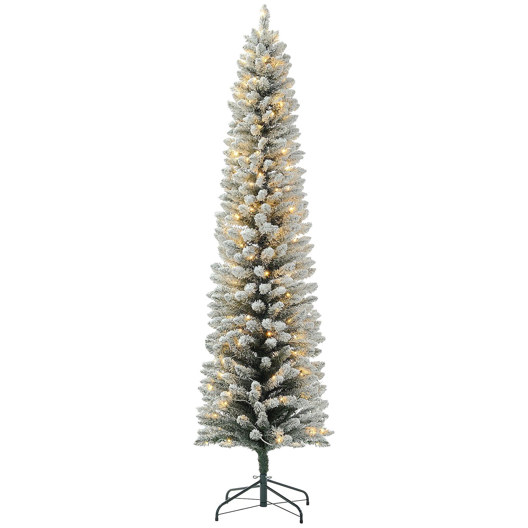 7 Ft Snow Flocked Tree with 180 Warm White LEDs