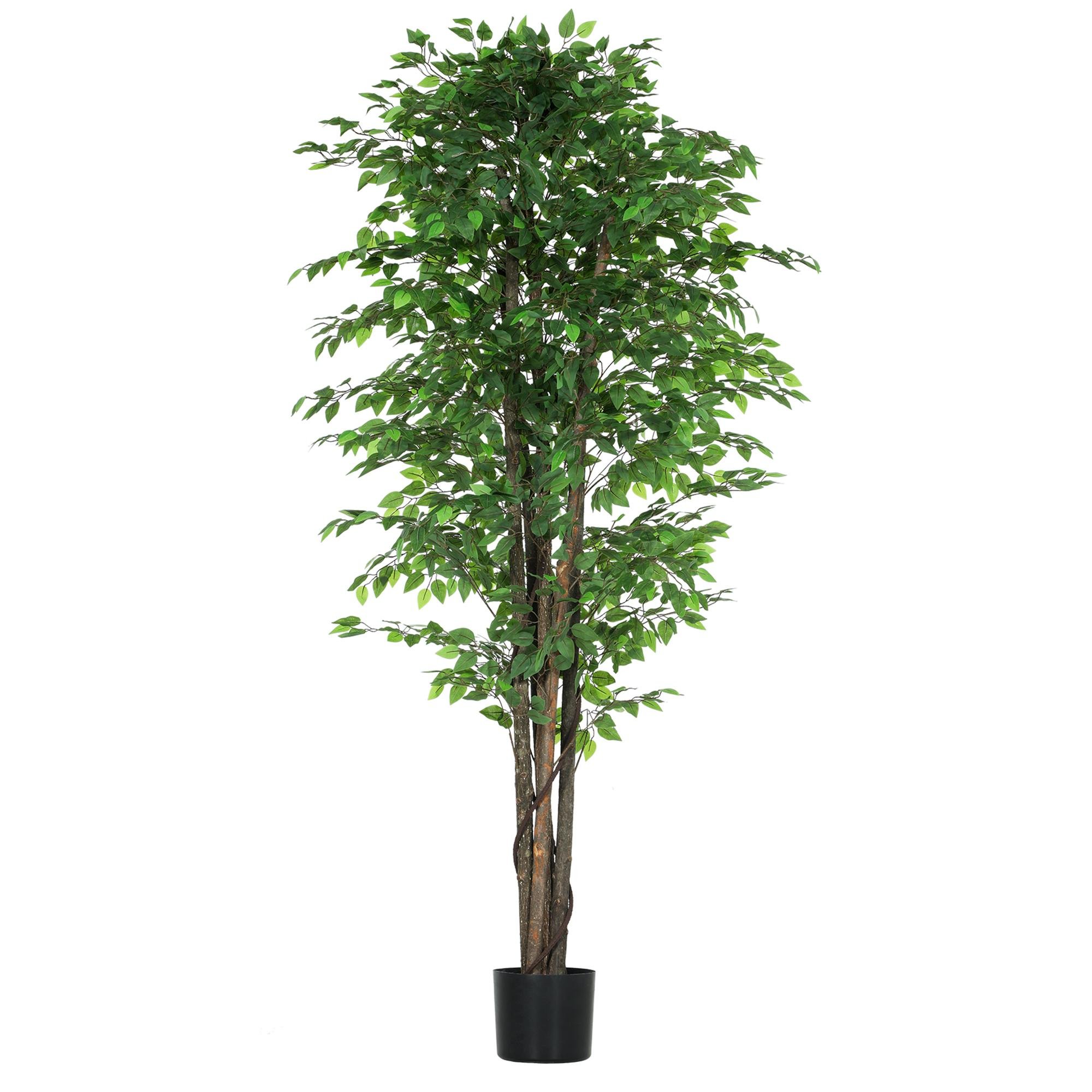 8ft Green Silk Ficus Tree with 2520 Lifelike Leaves